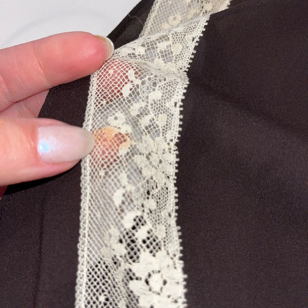 Dolce & Gabbana silk brown blouse vintage with cream lace detail. Size 42/M - Picture 9 of 14